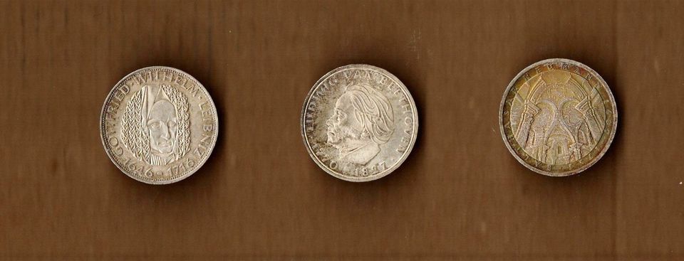 3 x 5 DM Silber Münzen Gedenkmünzen von 1966 bis 1973 in Recklinghausen