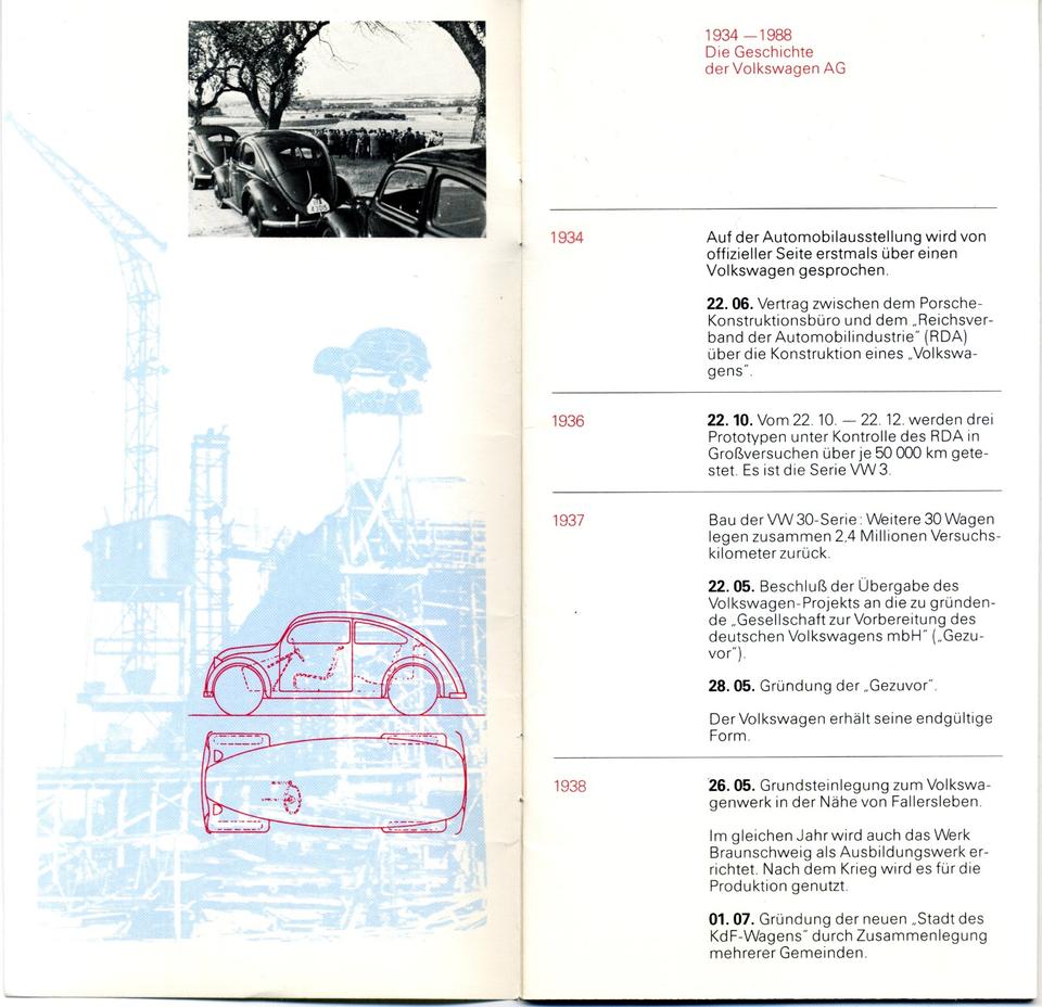 Kleine Chronik - Die Geschichte der Volkswagen AG 1934 - 1988 in Osnabrück