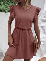 Jerseykleid Gr.S 36 Shein neuwertig Kleid mit Rüschenbesatz Sachsen-Anhalt - Weißenfels Vorschau