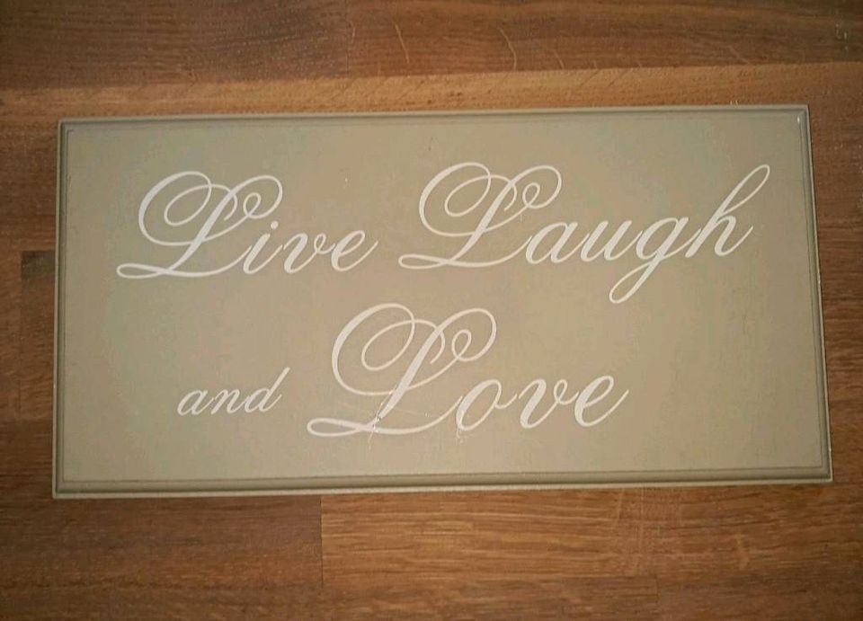 Statement Bilder Holz Spruch Familie Happiness schwarz grau beige in Johannesberg