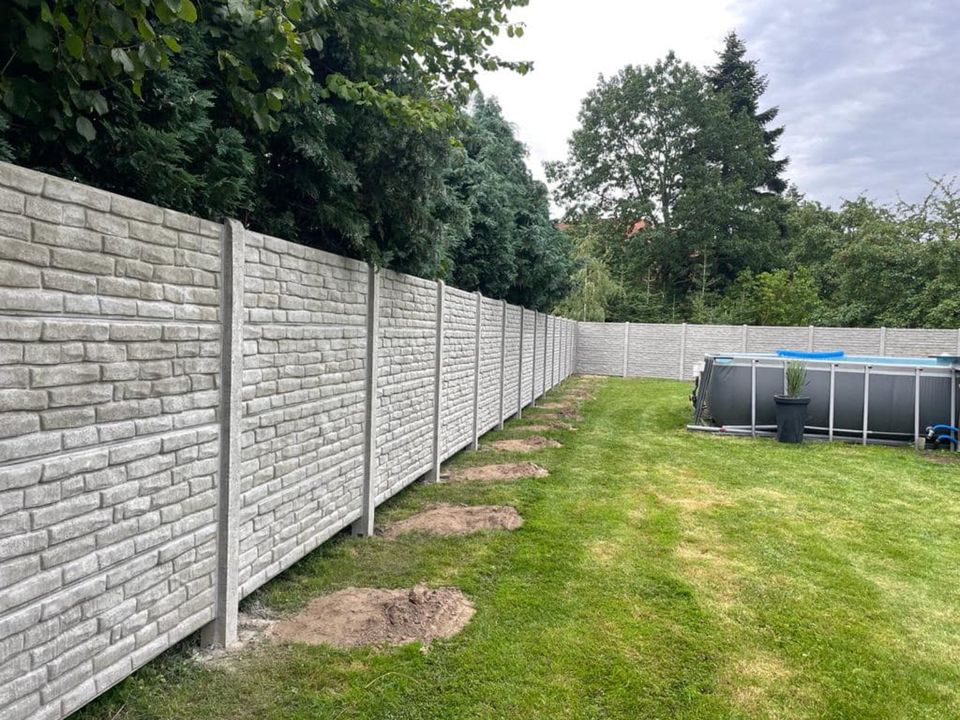 Betonzaun Betonzäune Sichtschutzzaun 40m Montage Gartenzaun in Halle