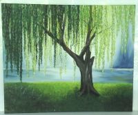 WUNSCH Bild Hand gemalt Leinwand Gemälde Acryl Trauerweide Baum Nordrhein-Westfalen - Bünde Vorschau