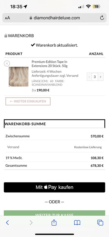 tape extensions von DiamondHairDeluxe 3 Pakete in Möhnesee