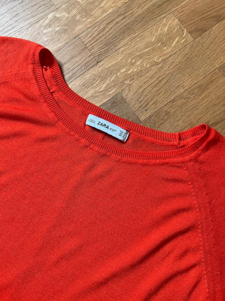 ZARA Knit dünner Feinstrick Pullover rot Sommer Longsleeve XL in Bad Homburg