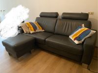 Hukla 3er Sofa & Hocker (Echtleder, charcoal) Baden-Württemberg - Schutterwald Vorschau