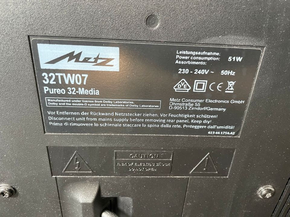 Metz Pureo 32TW07 32 Zoll 80 cm Tv voll funktionsfähig in Gornau