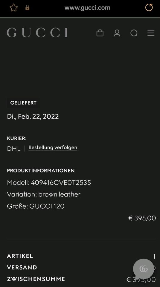 Gucci Gürtel , Länge 120 cm, braun in Altenholz