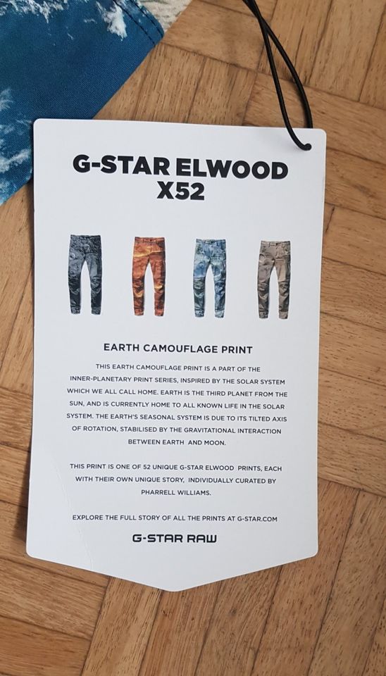 Neue G-Star Elwood X52 Jeans, Pharrell Williams, Earth-Print in Düsseldorf