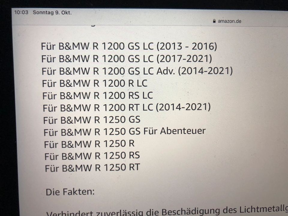 B&MW R1200GS/R1250GS ADV / RT Fallschutz Kardan Kotflügel in Peiting