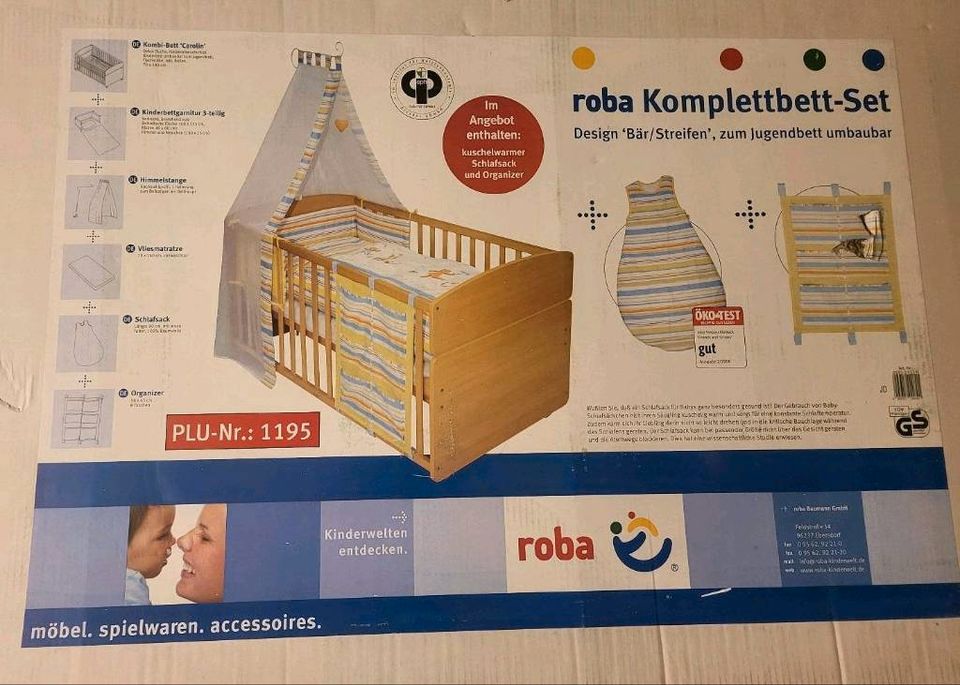 Neuwertiges Kinderbett von Roba mit Autositz, Babytrage, Babywipp in Untermeitingen