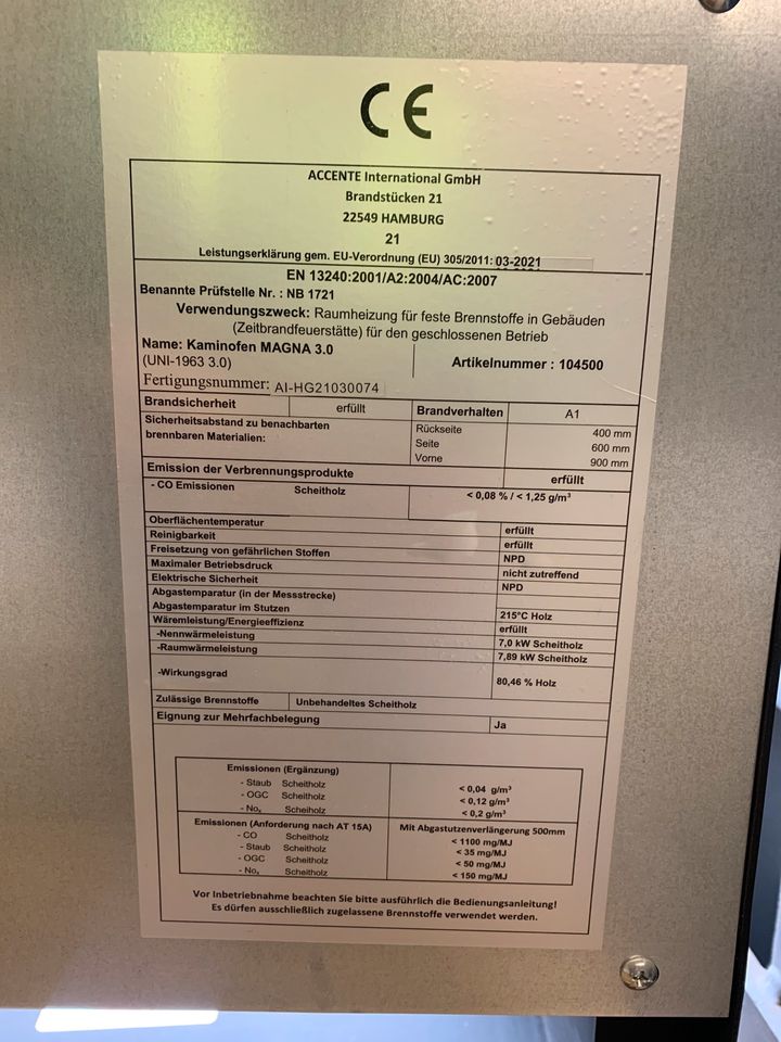 Kamin Ofen Kaminofen  7KW in Hamburg