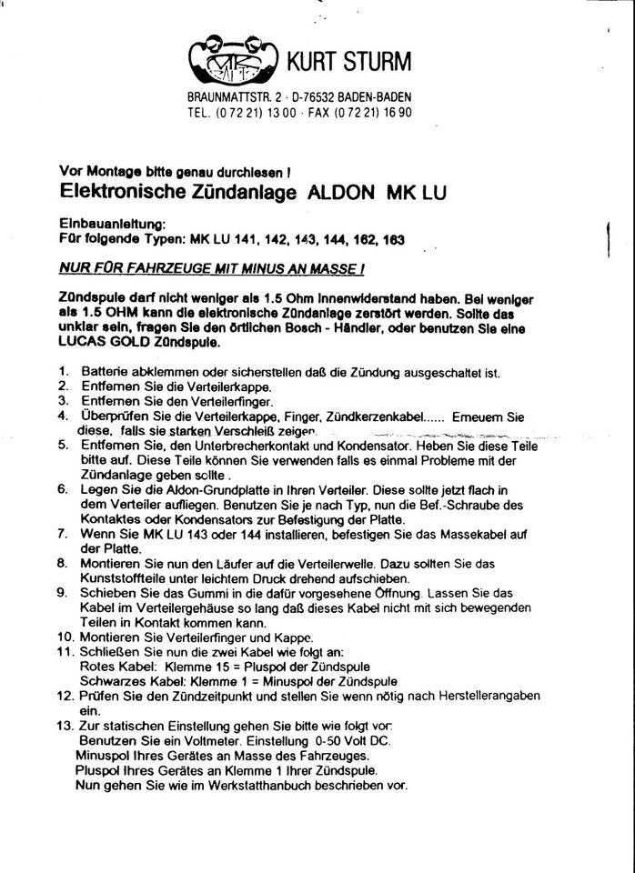 Aldon PerTronix Zündsatz Lucas 23D6 & 25D6 6-Zylinder  NOS in Recklinghausen