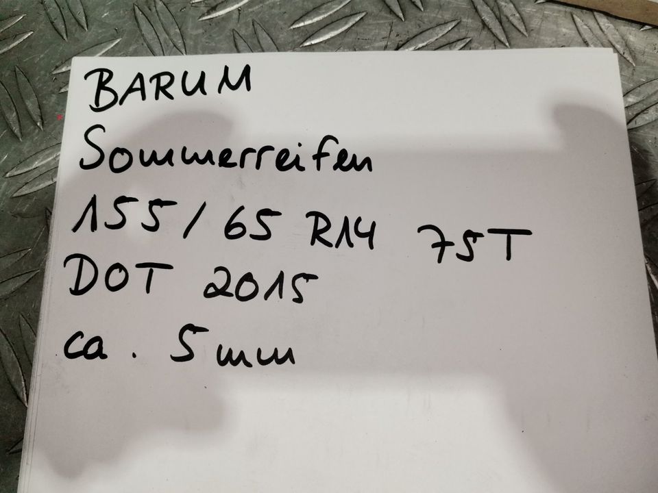 2x 155 65 R14 75T Sommerreifen Reifen Barum DOT 2015 ca.5mm in Gelsenkirchen