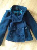 Jacke Only blau Blazer-Look Kapuze Taille Knöpfe Karo Innen Frankfurt am Main - Preungesheim Vorschau