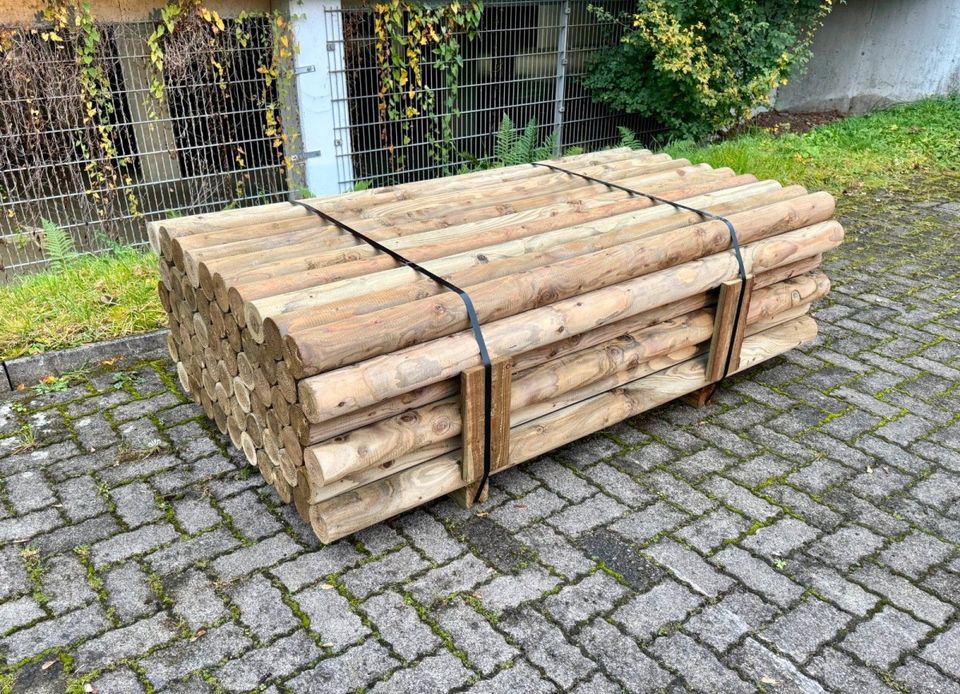 Palisade Rundholz Schneefangholz Stangen Holz - 8 x 500 cm LÄRCHE in Olsberg