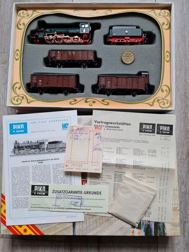 1  Piko Länderbahnzug 1913 Dampflok G8 + 3 Güterwagen-DC/H0 in Aue