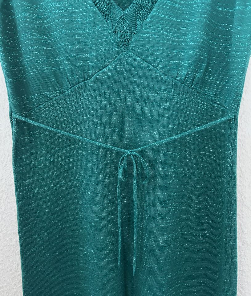 Ajour Kleid mit Lurex in Meeresgrün, Strickkleid in Größe M in München