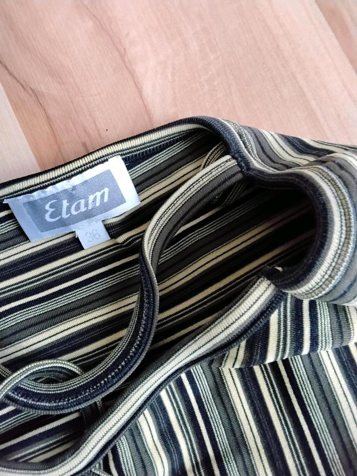 S 36 Etam langes schmales Kleid gestreift gelb schwarz olive in Achim