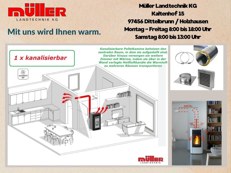 MCZ Pelletofen EGO Comfort 10 R kanaliesierbar, Tank 26, WiFi in Dittelbrunn