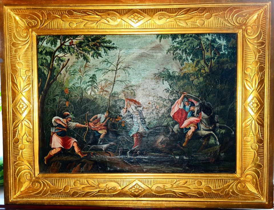 Gemälde, Ölgemälde, Jagd -Techniken originales Barockgemälde in Torgau