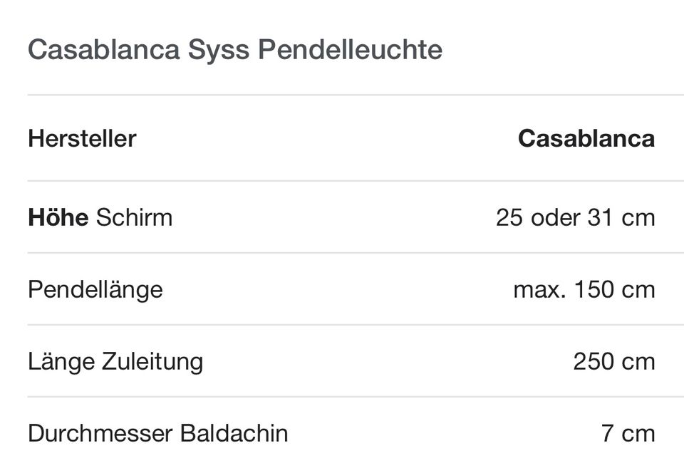 Casablanca Pendelleuchte Hängelampe SYSS Blattsilber B-Ware %%% in Dreieich
