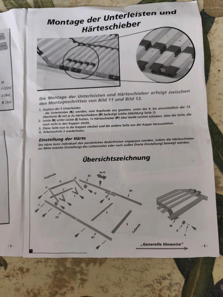 Lattenrost 1,20 x 2, 00 m, 28 Federleisten ,verstellbar Kopfteil in Sachsenheim