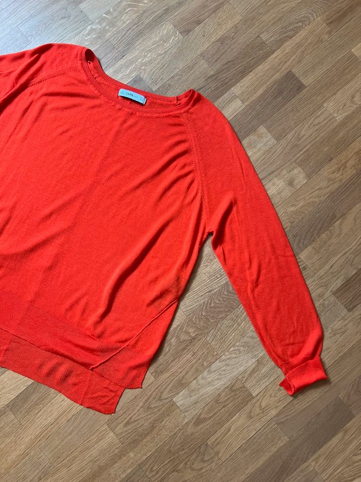 ZARA Knit dünner Feinstrick Pullover rot Sommer Longsleeve XL in Bad Homburg