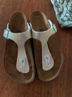 Birkenstock Gizeh 37 neu Leder silber Sandalen zu Kleid Jeans Hamburg - Wandsbek Vorschau