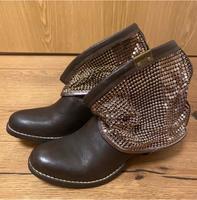 Bunker Damen Echt Leder Stiefeletten braun mit Pailletten Gr. 37 Sachsen - Pegau Vorschau
