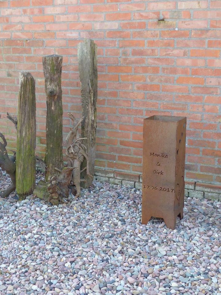 Feuersäule Hochzeit, individuell mit Namen und Datum, Feuertonne in Asendorf (bei Bruchhausen-Vilsen)