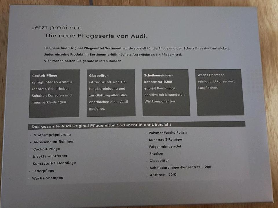 Original Audi Zubehör Pflegeset Politur Cockpitpflege Wachs Auto in Stemwede