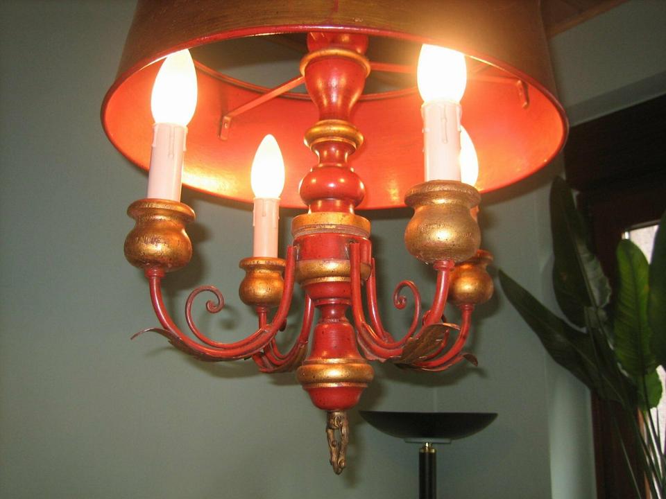 Kronleuchter 4 armig handbemalt Dekoration Vintage alte Lampe in Trier