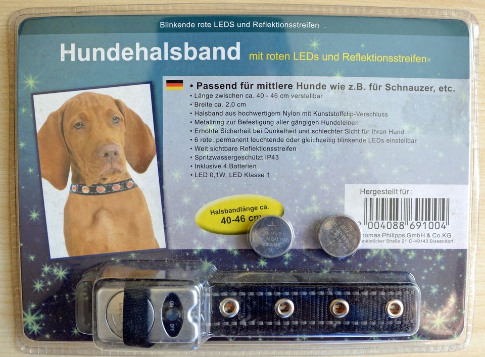 2 Stück LED Hundehalsband mit Reflektionsstreifen + Batterien in Chemnitz