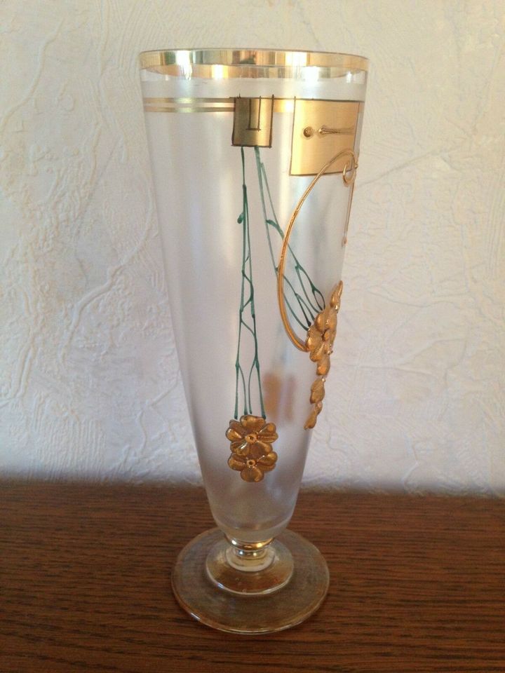 Original Glas mit Stil, Goldrand und goldfarbenen Büten belegt - in Gersdorf