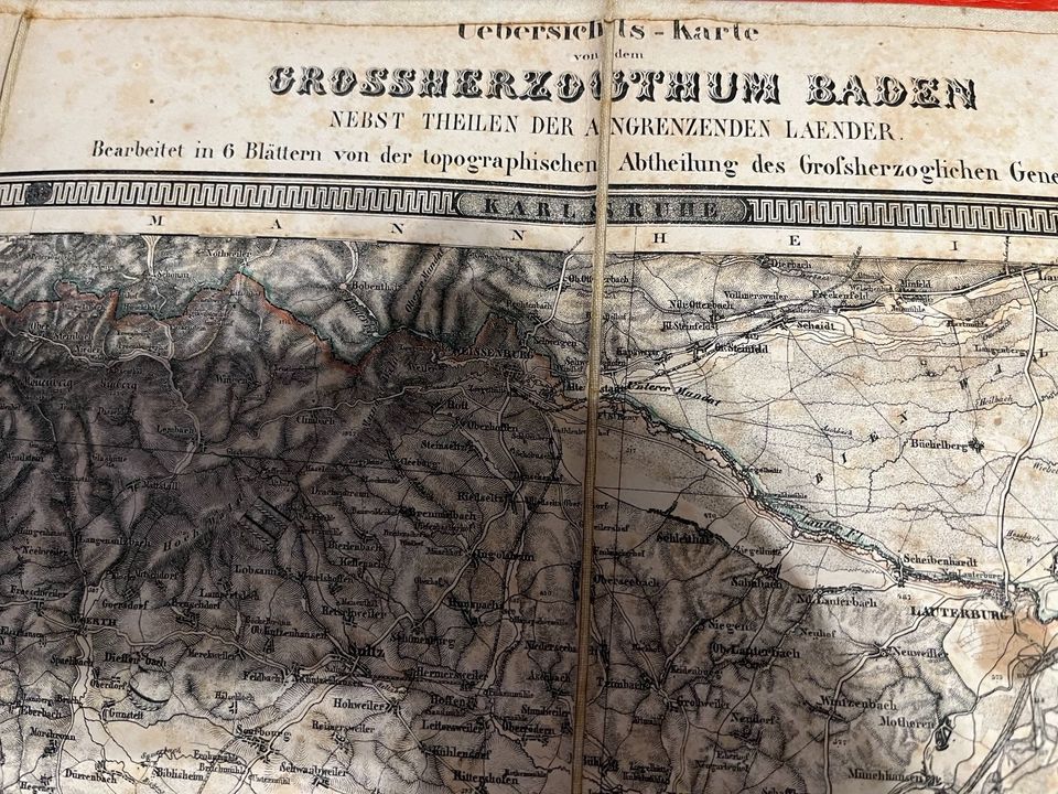 Übersichts-Karte Großherzogthum Baden 1855 in Altlußheim