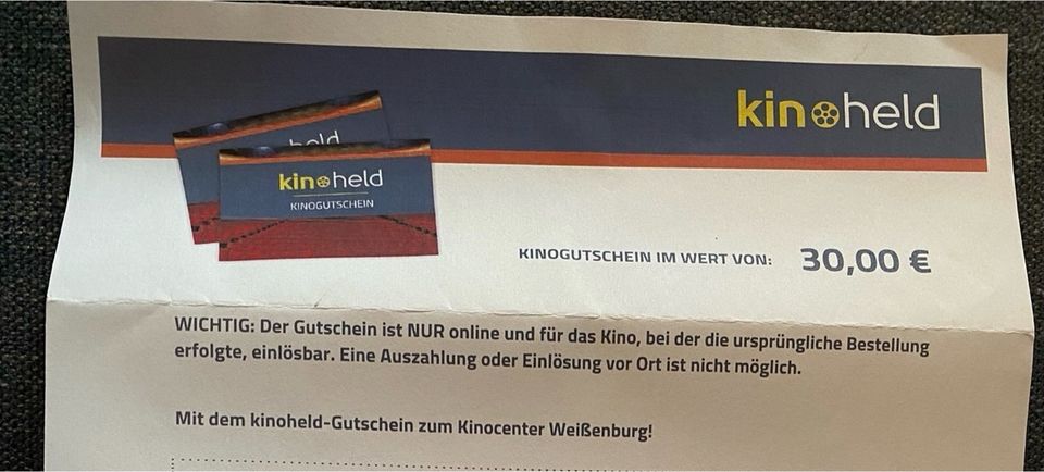 Kino Weißenburg Gutschein 30€ in Treuchtlingen