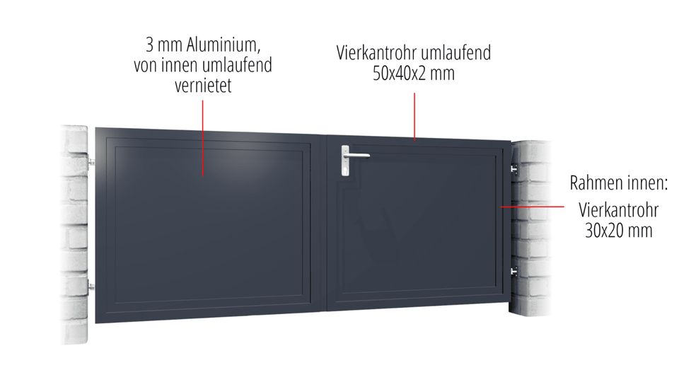 Gartentor Aluminium 2-flügelig Sichtschutz Blickdicht, Gerade in Heilbronn