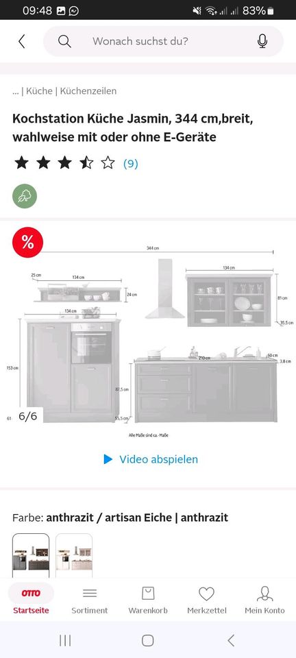 Kochstation Küche Jasmin breit 3.44cm ohne E-Geräten neu in Hannover