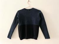 COS Pullover Strick dunkelblau zweifarbig Materialmix München - Au-Haidhausen Vorschau