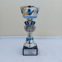 Pokal Trophäe Schach Silber-Blaues Metall auf Marmorfuss Berlin - Charlottenburg Vorschau