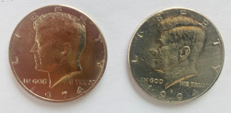 2 Stück Kennedy-Halbdollarmünzen in Harzgerode