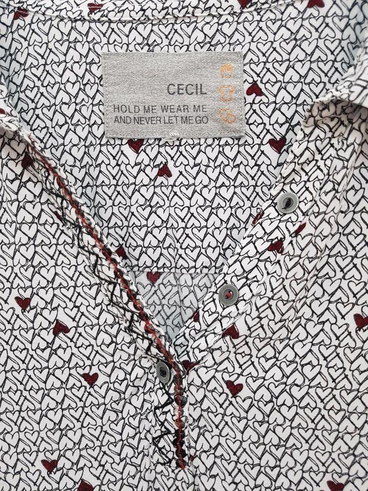 Blusenshirt CECIL Gr.46/48 schwarz weiß rot Herzen in Barsinghausen