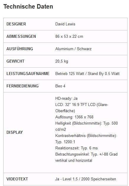 Flachbildschirm LCD Fernseher Bang & Olufsen BeoVision 8-32 Zoll in Satteldorf