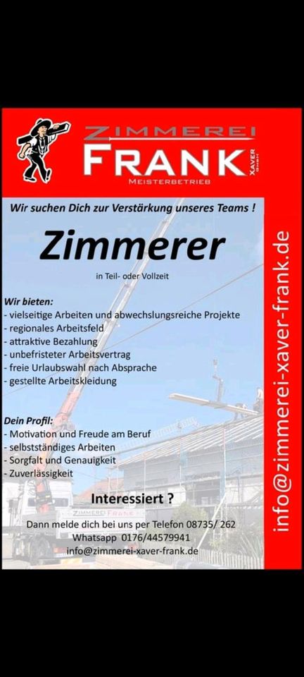 Zimmerer Zimmerei Dachdecker Bauhelfer in Gangkofen