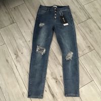 Blaue Jeans mit Knöpfen Used Look Löcher Gr M *Neu* Hessen - Weilmünster Vorschau