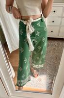 Zara Blogger Leinen High Waist Hose Stickereien grün weiß Boho S Leipzig - Probstheida Vorschau