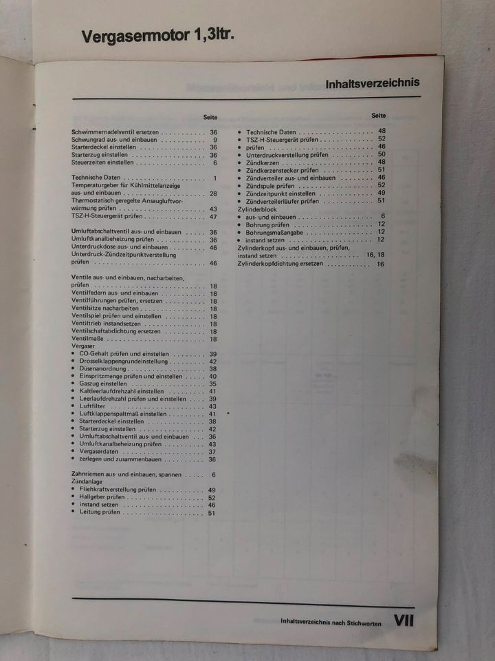 Reparaturleitfäden Passat B2/32b 1981-88  "Motoren Mechanik 1,3/1 in Wallmerod