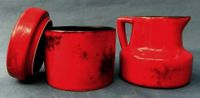 Milchkännchen und Zuckerdose aus Keramik  außen rot / schwarz ges Hessen - Groß-Gerau Vorschau