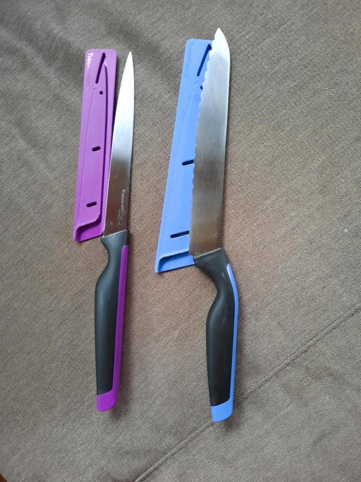 Tupperware Messerset Filiermesser Brotmesser Wellenschliff in Garrel