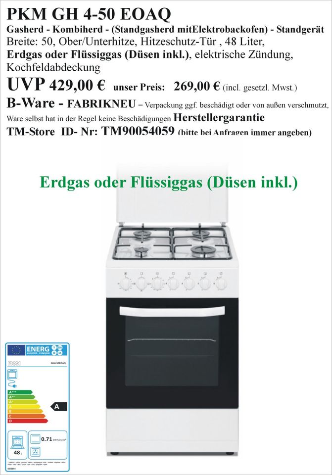 E-Herd Standherd NEU als B-Ware Elektroherd Herd Standgerät Cernafeld Kochplatten Induktion Induktionskochfeld Kochfeld Kochherd Koch Ofen Elektroofen Kohleofen Gasherd Gasofen Gasbackofen in Wolfhagen 